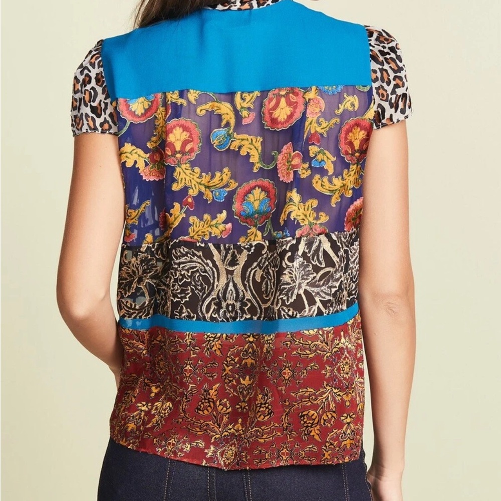 Alice + Olivia Multicolor Leopard and Floral Blouse - Picture 3 of 5